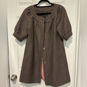 Liquid Couture Brown and Pink Tweed Patterned Coat